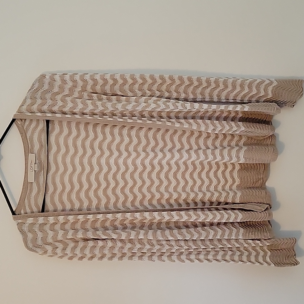Loft Striped Open Cardigan, Size X-Small